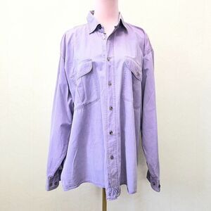 Selection Long Sleeve Flap Pockets Outdoor Purple Button Up Shirt Mens Size L